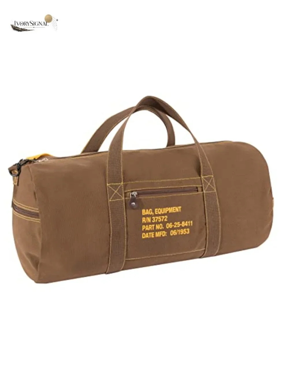 Heavyweight Cotton Canvas Equipment Bag Travel Duffel with Zippered Compartments